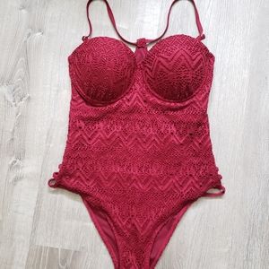 Tinibikini burgundy underwire One Piece Swim Suit